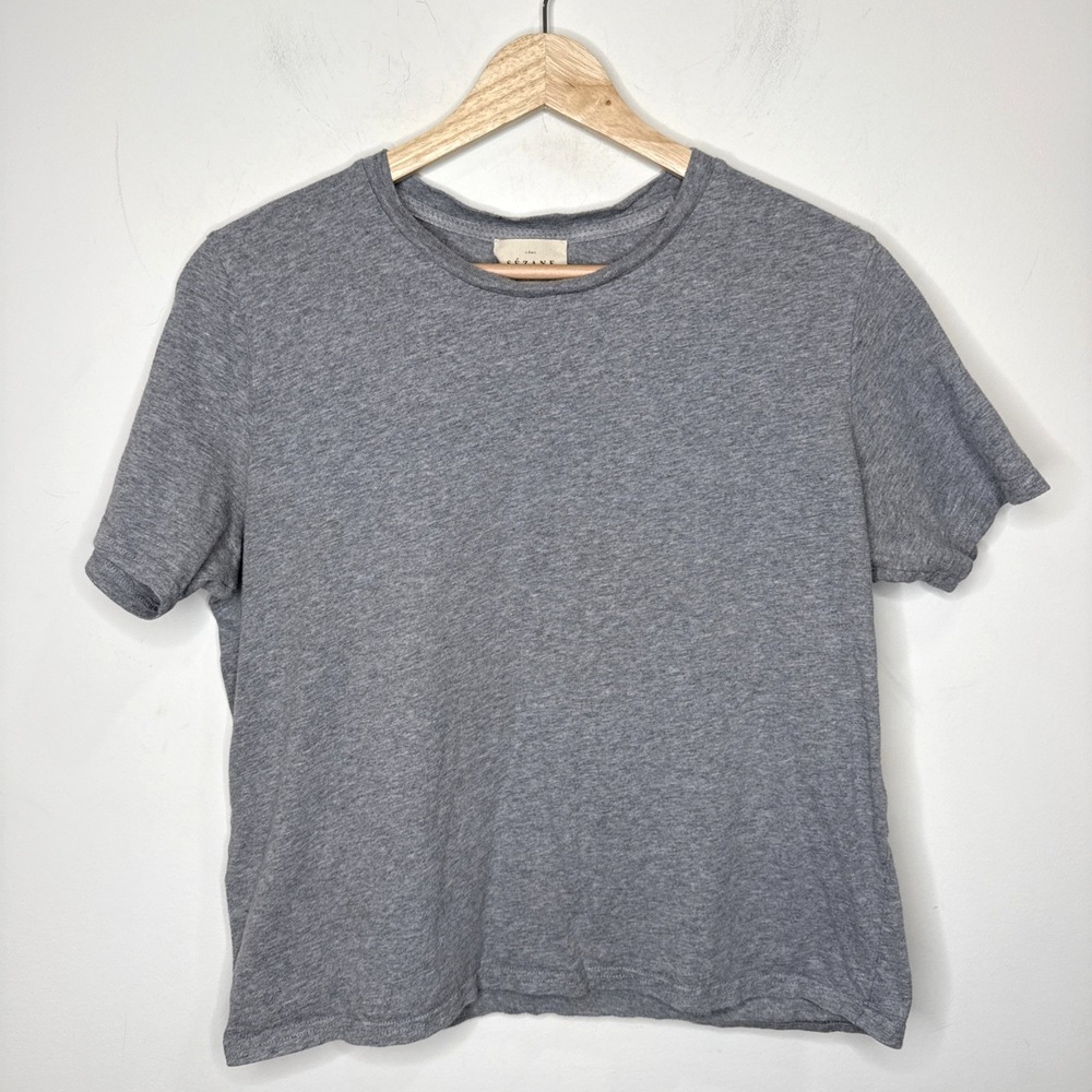 Sezane Classic Crewneck Short Sleeve Tee - Gray